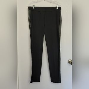 Serena Williams Black Leather Striped Legging Elastic Waist Hight Rise Sz L